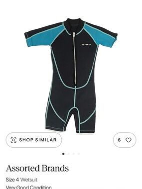 Skin Kids Short-Sleeve Rashguard Suit in Black and Teal